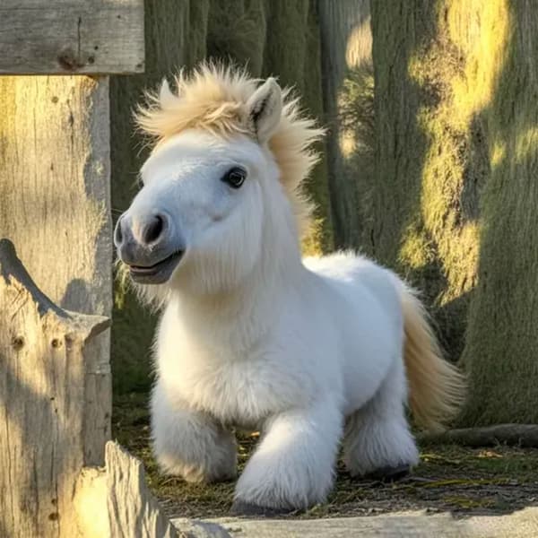 Realistisk Robot Pony Plyslegetøj - Interaktiv Blød Dukke, Perfekt til Børn og Samlere White