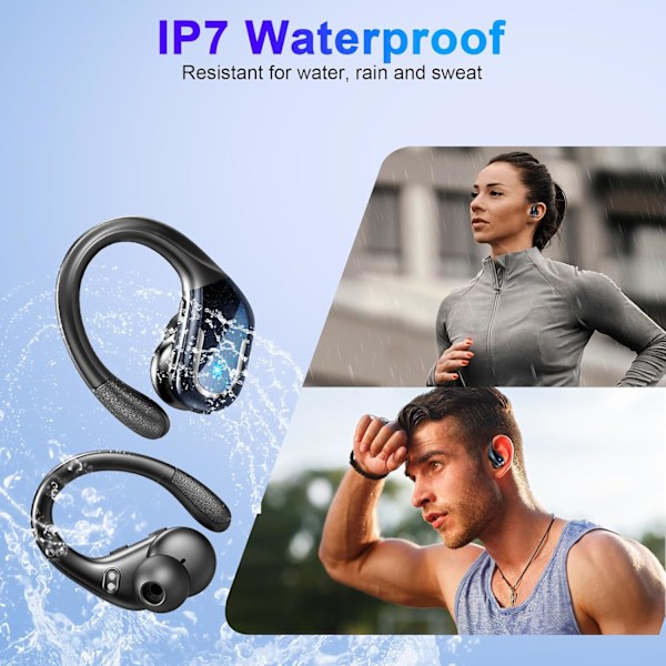 Trådløse Bluetooth-hodetelefoner for sport, 2023 Bluetooth 5.3-hodetelefoner med ENC-støyreduksjon, 90 timer Hi-F