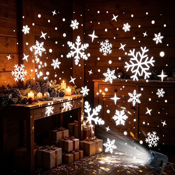 USB Innendørs Sesongbasert Projeksjonslys med Dynamisk Snøfnugg og Julemønstre - Eksklusiv Juledekorasjonsgave Christmas Projector Lights 1pc