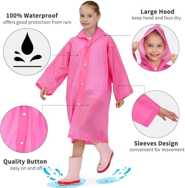 Regnponcho, regnjacka för barn, regnponcho för barn, 10-pack barnregnponchos - återanvändbara, vattentäta, barnregnponchos wi...
