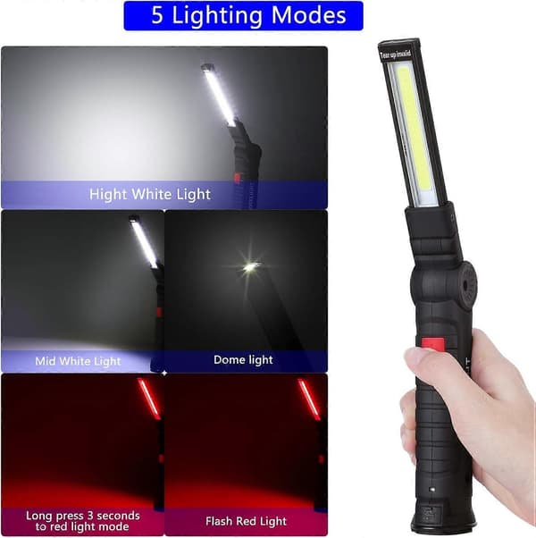 LED Arbeidslys 5 Moduser - LED Inspektørlampe 800LM, Oppladbart Reparasjonslys, Egnet for Bilreparasjonsarbeid{F2}