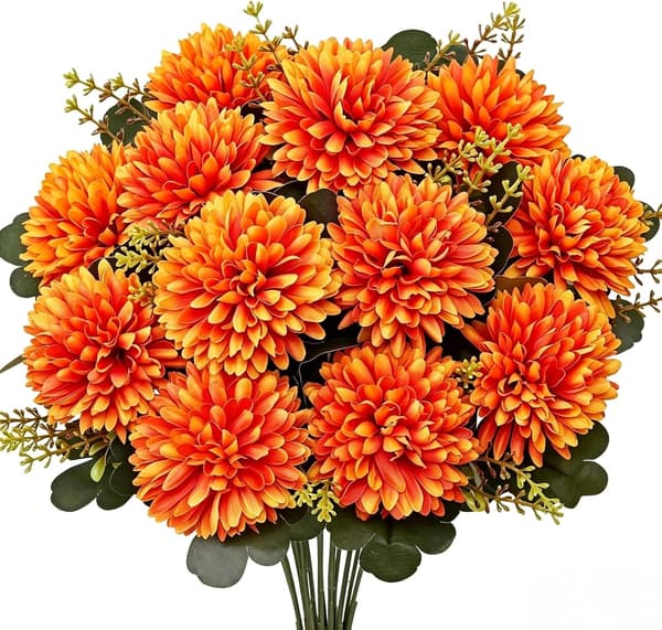 Kunstig høstblomstbukett, silke krysantemum hortensia høstdekorasjon for bordvase bryllup og hjem 2pcs