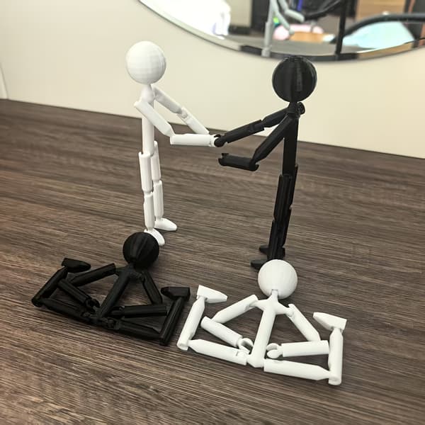 Anime Figur Set – 2 st Böjbara Leder Minimalistiska Display Figurer – Hemmabruk Edition White And Black