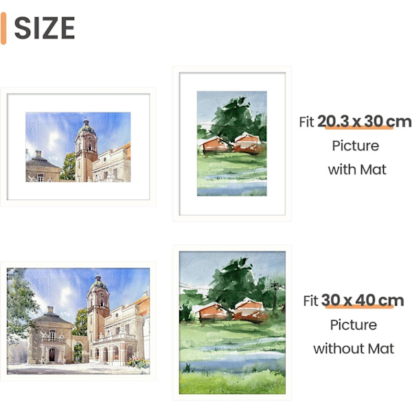 3-pack Fotoramar A4, Fotoramar Barnteckningar A4, Fotoram Svart för Foton, Bilder, Affischer white 21*29.7cm