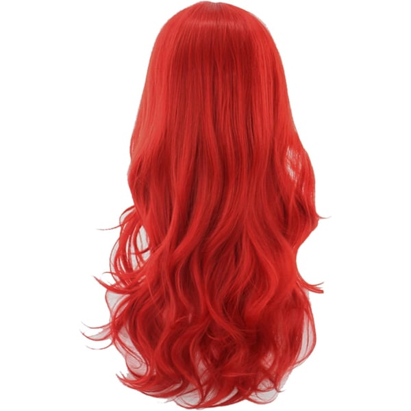75 cm Lang Rød Krøllete Parykk for Kvinner, Lang Rød Cosplay Parykk for Fest Cosplay Halloween Anime (C-Rød), 29,5 Tommer