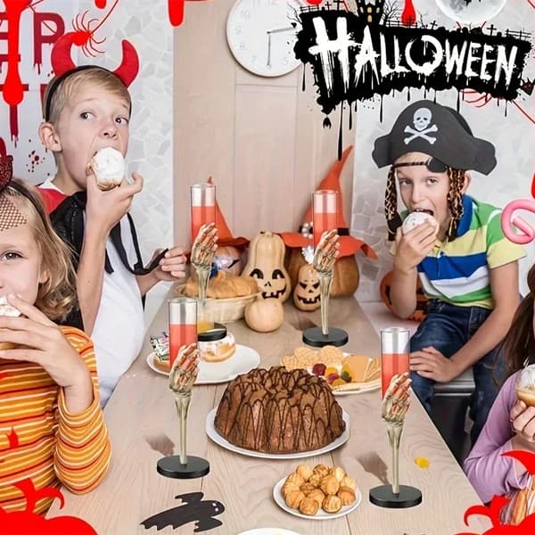 Retro skelet hånd arm plastik champagneglas Halloween fest bar dekorationer 5PCS