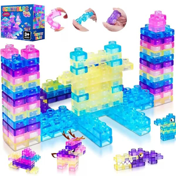 40 st Squishy Jelly Byggklossar Sensorisk Konstruktionsleksak Mjuka Stapelbara Tegelstenar Small)