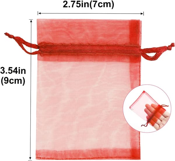 Vit organza presentpåse - 7x9cm liten organza presentpåse, 50-pack bröllopssmyckespåse - bröllop, jul red