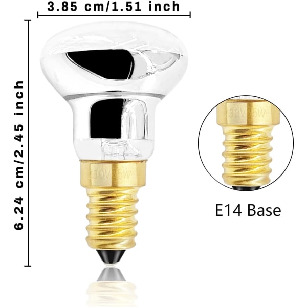 Lava lampe pære 25W E14 R39 varm hvid varm hvid reflektorpære SES lille Edison skrue glødepære spotlight pære (pakke med 4)