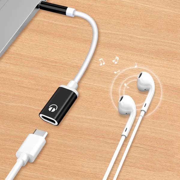 3,5 mm hann til Type C hunn hodetelefonkontaktadapter USB C til Aux lydkabel {yh}