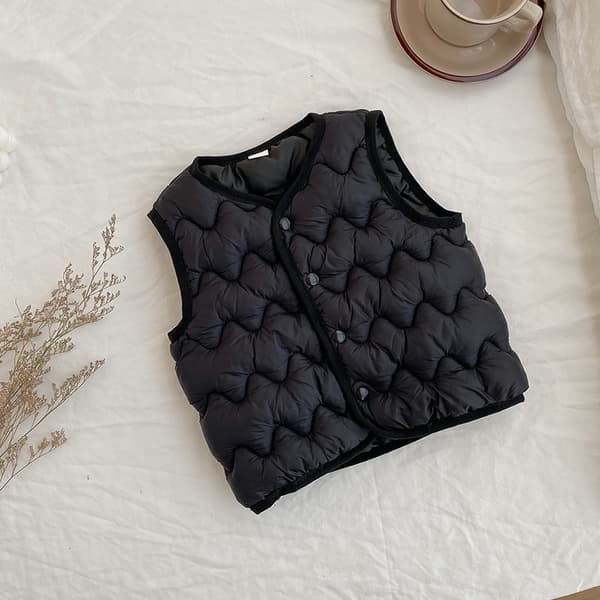 Børns Quiltede Vest, Varm Ærmeløs Jakke til Drenge og Piger, Letvægts Efterår Vinter Lagdelingstøj til Babyer og Børn*90cm*Cool Sort Cool Black 90cm