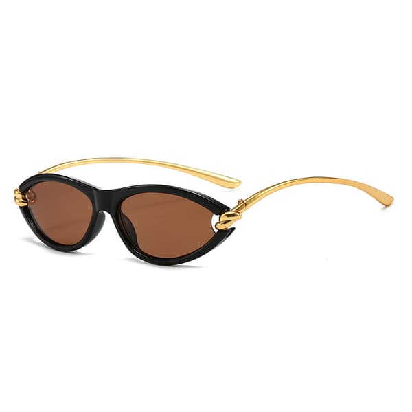2026 Trendy Cat Eye Solbriller Sort Ramme Brune Linser UV-Beskyttelse