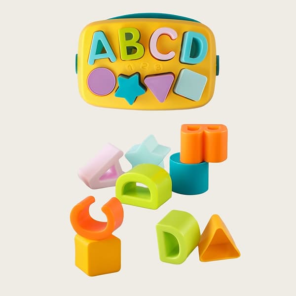 Formpuslespil til spædbørn - ABC & Formpuslespil, Udviklingsgave til drenge og piger Building Block Bucket