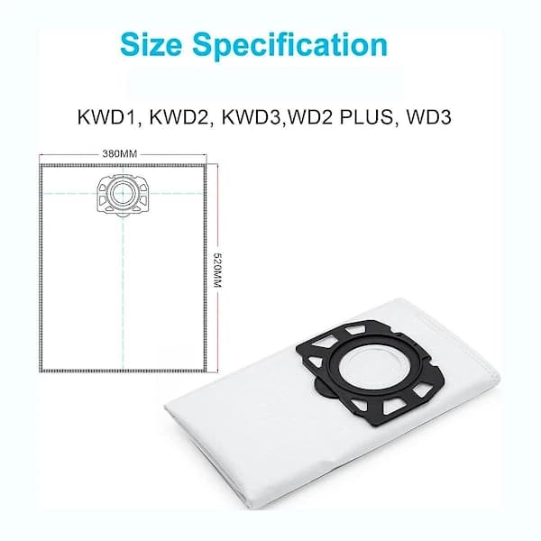Støvsugerposer Filter Passer KFI 357 KFI357 KA 40 Erstatningspose 2.863-314.0WD2 Plus WD3 Som avbildet (F2)
