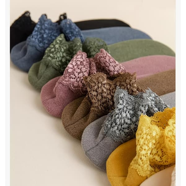 9-pack Höst- och vintersockor med spets Varma spets- och volangsocker för kvinnor Varma och halkfria One Size Fits All