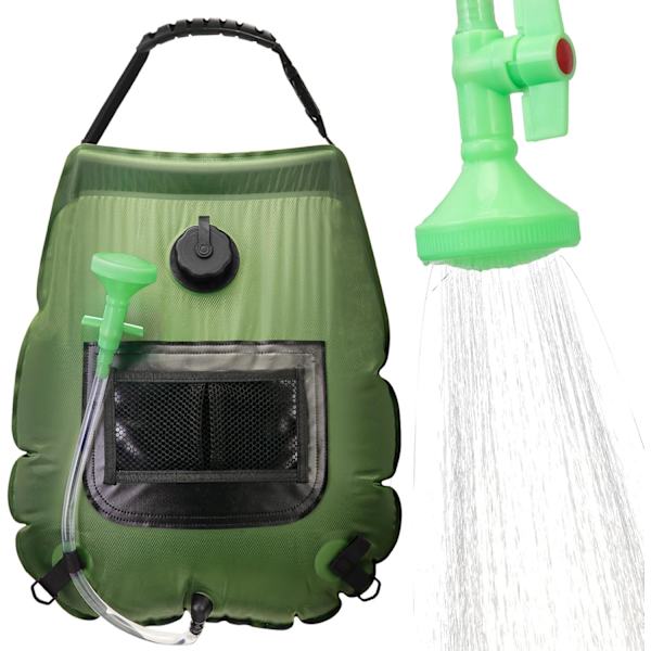 Solar Portabel Duschväska, 5 Gal/20L Soluppvärmd Utomhus Camping Duschväska med På-Av-funktion Lämplig för Camping, Vandring, Resor