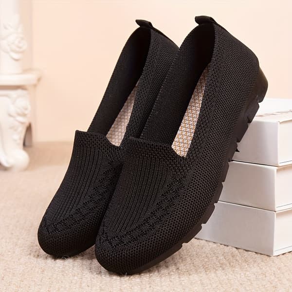 Sneakers, lette åndbare slip-on loafers til kvinder - afslappede sommersko med elastiske sider, fodstøtte og blød indersål EU 36 【Röd】
