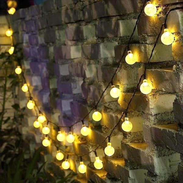 Krystallkule Solar Lys Utendørs Ip65 Vanntett Streng Eventyrlys White 30 LEDS 7 Meters