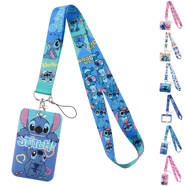 Bärbar Lilo & Stitch Tema Lanyard Arbete & Skola ID-kort Telefonhalsband F