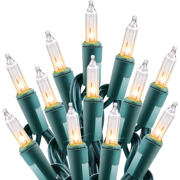 Clear Lights 100 Pack 25ft Mini glödlampor för inomhus julgran Garland Födelsedag Bröllopsfest Dekoration Grön tråd