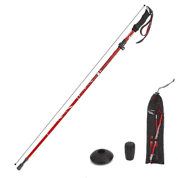 5-delt Foldbar Vandrestav Gåstav Vandring Naturehike Antishock rød{F2] red 110-130cm