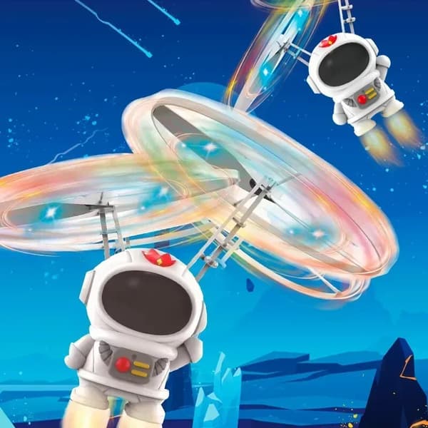 Leviterende lysende flygende robot astronaut leketøy fly håndkontrollert drone interaktiv med lys utendørs leker for barn gave Pink