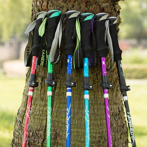 5-delt Foldbar Vandrestav Gåstav Vandring Naturehike Antishock rød{F2] red 110-130cm