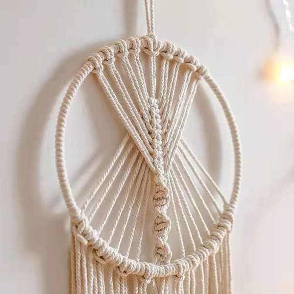 Stor Drømmefanger Boho Macrame Drømmefanger Bomuld Vævet Macrame Vægophæng