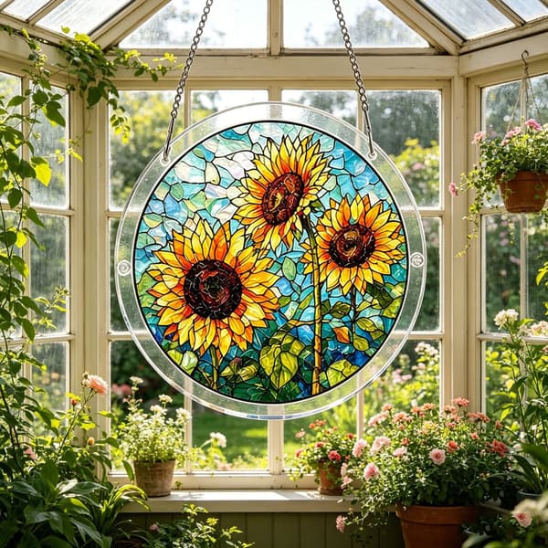 Solkatcher Akryl Puslespillpynt Fargerik Vindusoppheng Dekor Lysfanger Rund Kunstdekorasjon*DP027* DP027