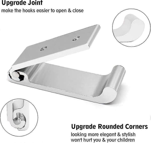 4 stk. foldbar vægmonteret knagerække i aluminiumslegering, foldbar multifunktionel bøjle (sort) SX Silver