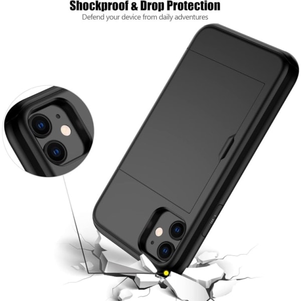 iPhone 11 - Kotelo korttipaikalla Solid® Erittäin vahvistettu Musta Apple iPhone 11{F2}