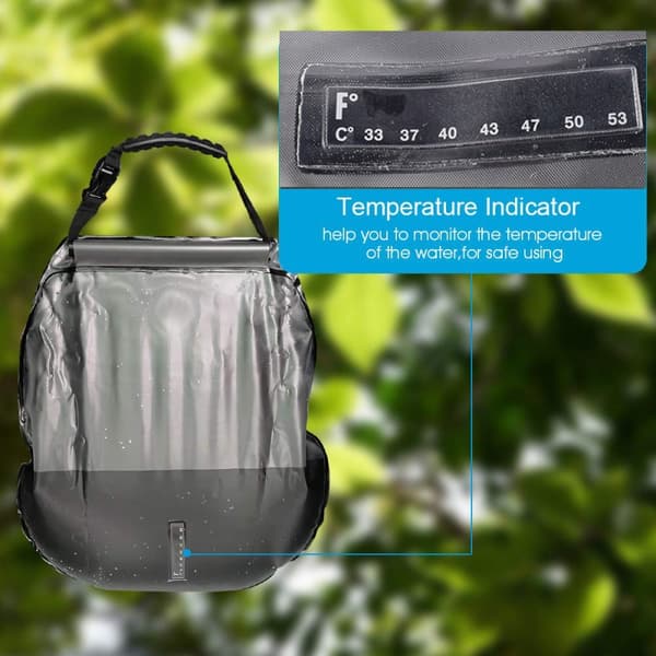 20L Solcelledrevet Dusjpose, 5-Gallons Dusjpose, Utendørs Camping Badevannspose, Toalettmappe black
