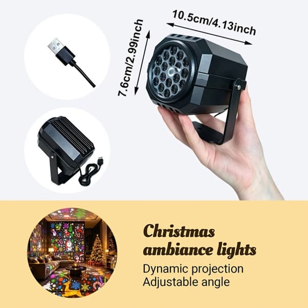 USB Innendørs Sesongbasert Projeksjonslys med Dynamisk Snøfnugg og Julemønstre - Eksklusiv Juledekorasjonsgave Christmas Projector Lights 1pc