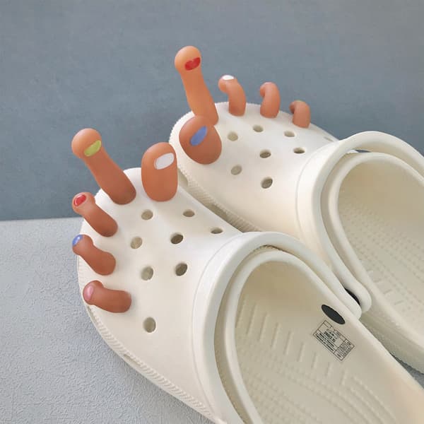 Kreative DIY Tåsko-charms – Avtakbare 3D-gummi-tresko-dekorasjoner, sett med 10
