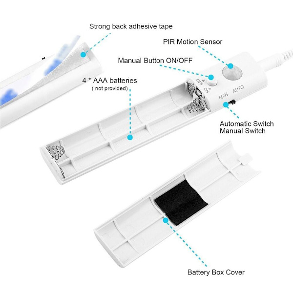 LED-list för garderob med rörelsesensor 1 m - Varmvit{hw}