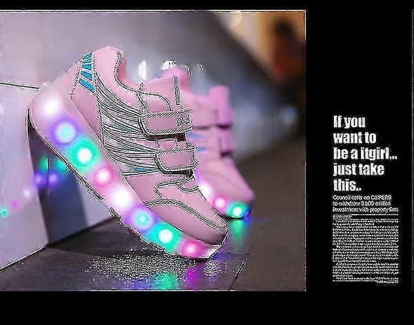 LED rullesko til børn med blinkende hjul pink 32