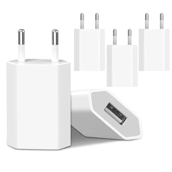 5-pakning 5V 1A EU AC Hjem Reise USB Vegglader For iPhone 6 7 8 plus x xr 11 12 13 14（F2）