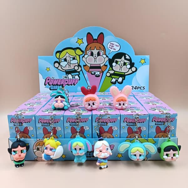 {hw} 24-delars blind box figur nyckelring, söt tecknad nyckelring med hål