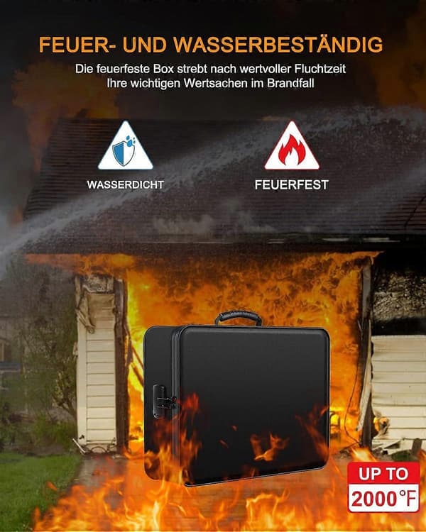 Brandsikker opbevaringsboks med lås og 7 rum til filorganisering