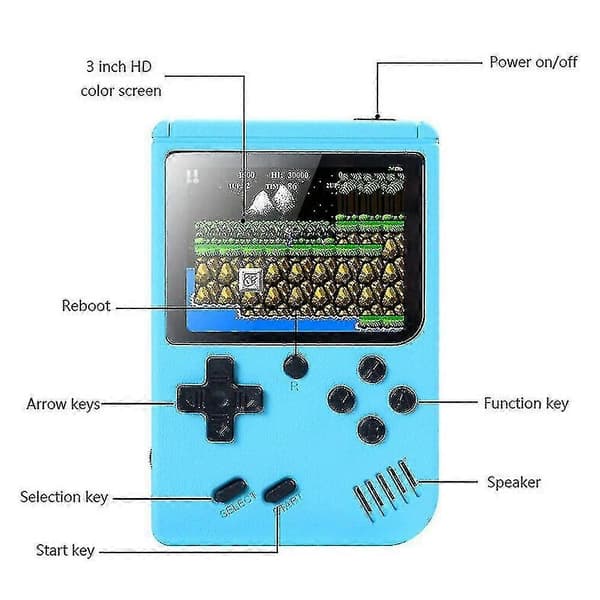 Gameboy Retro videospillkonsoll med 500 innebygde klassiske spill for barn Pink