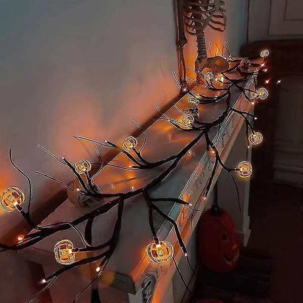 Halloween Fortryllet Pil Ranke LED Lilla Lys & Flaggermus Edderkopp Lys Dekor pumpkin