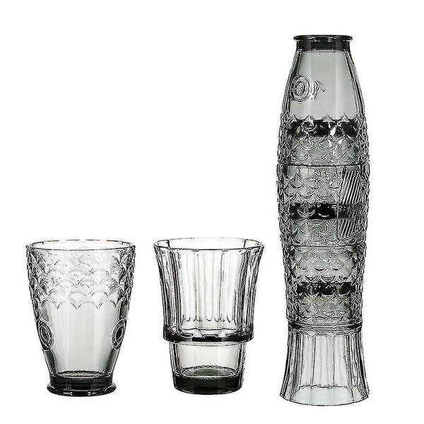 Koi Stack Ass Set Fiskformad Gobelet Cup Cocktail Öl Glas Stapelbara dricksglasset Glasswar Black