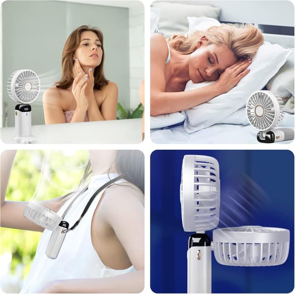 Jsdoin Håndholdt Blæser - USB Genopladelig, 5 Hastigheder, Foldbar, LED-Skærm white