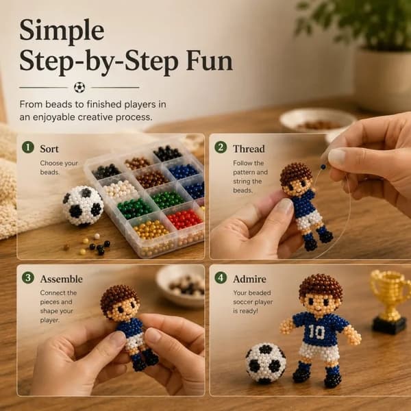 VM 3D Perle Fodbold DIY Håndværkssæt, Fodbold Tema Smykkefremstillingssæt