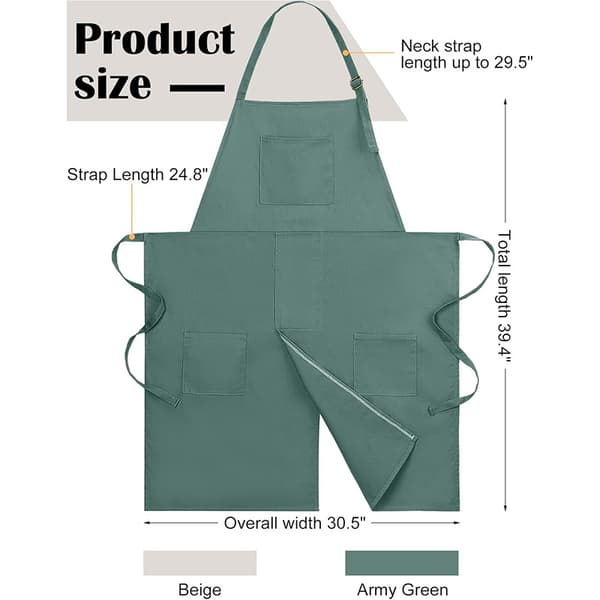 Lerretforkle med kryssrygg og delt bendesign – Justerbart arbeidsantrekk for keramikk, maling og restaurantbruk Brown orange 2 pcs