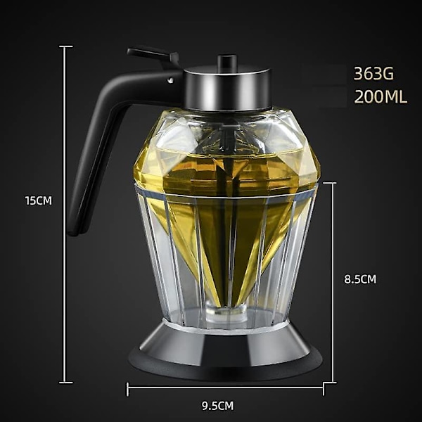 Honningpumpe, honningkrukke med stativ, honningkande - glas, premium diamantflaskedesign, kapacitet: 200 ml