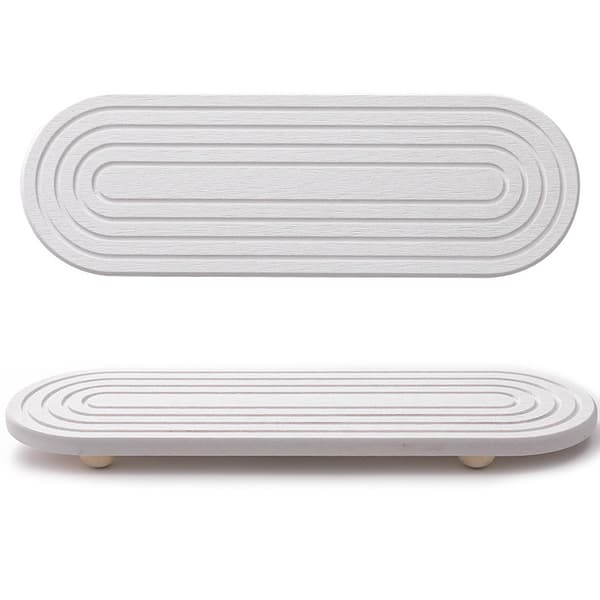 Nordisk Minimalistisk Koppbricka i Kiselgur – Stenabsorberande Dräneringsmatta med Bambuställ Medium gray 30*10cm