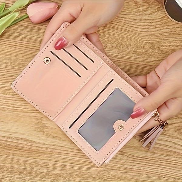 Minimytsväska Dam Kortfodral Liten Plånbok Mode Kompakt Clutch Black