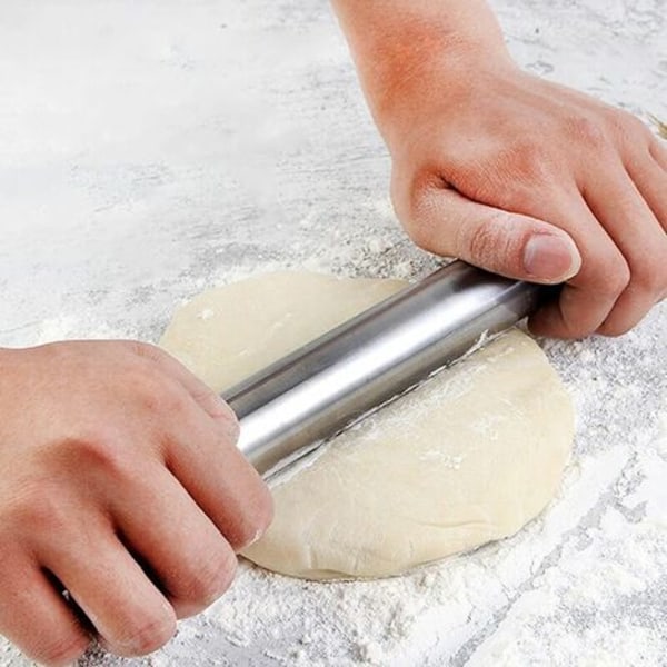 Kavelrulle, 33cm Icke-klibbig Rostfritt Stål Kavelrulle Robust och Slät Kavelrulle, för att Kavla ut Pizzaddeg, Muffins