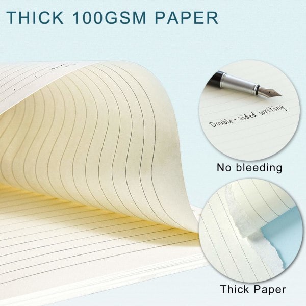 A5 Refillpapper 3-pack 100GSM Tjockt Påfyllningsbart Papper 6 Hål 135 Ark (270 Sidor) för 6 Rings Pärm Journal Anteckningsbok Linjerat Papper
